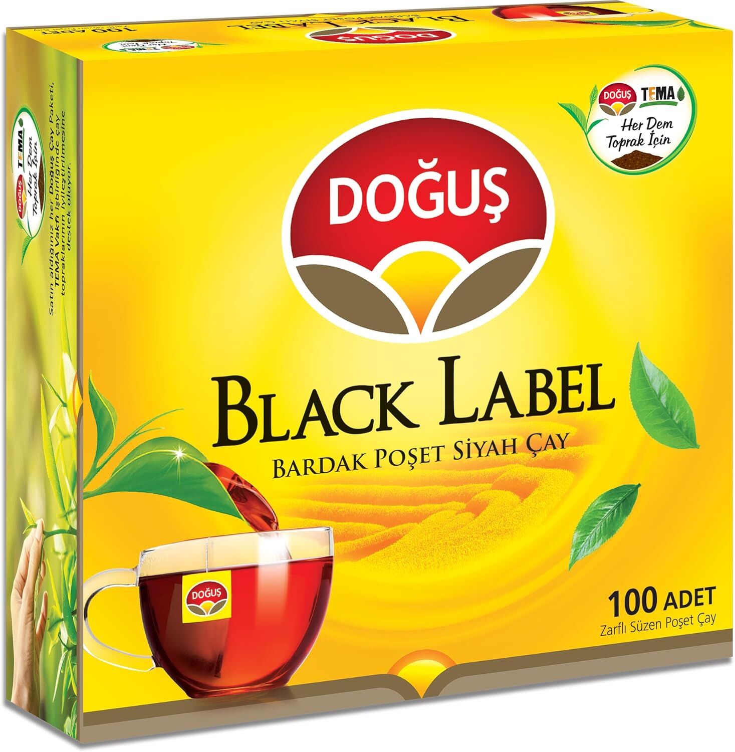 DOĞUŞ ÇAY Black Label Süzen Poşet Bardak Poşet Siyah , 2 Gr x 100 Adet