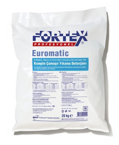 FORTEX EUROMATİC - Az Köpüren, Ağartıcı, Enzim Katkılı Komple Çamaşır Yıkama Deterjanı