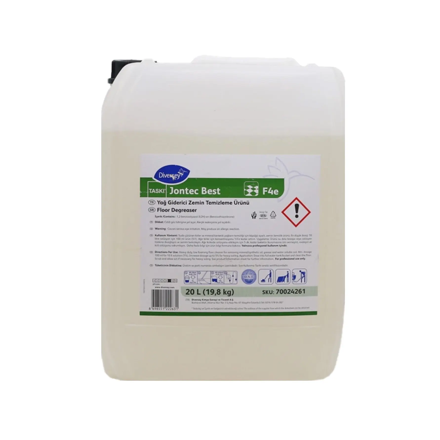 Diversey Taski Jontec Best F4E Ağır Kir ve Yağ Çözücü Yer Temizleyici 20 L
