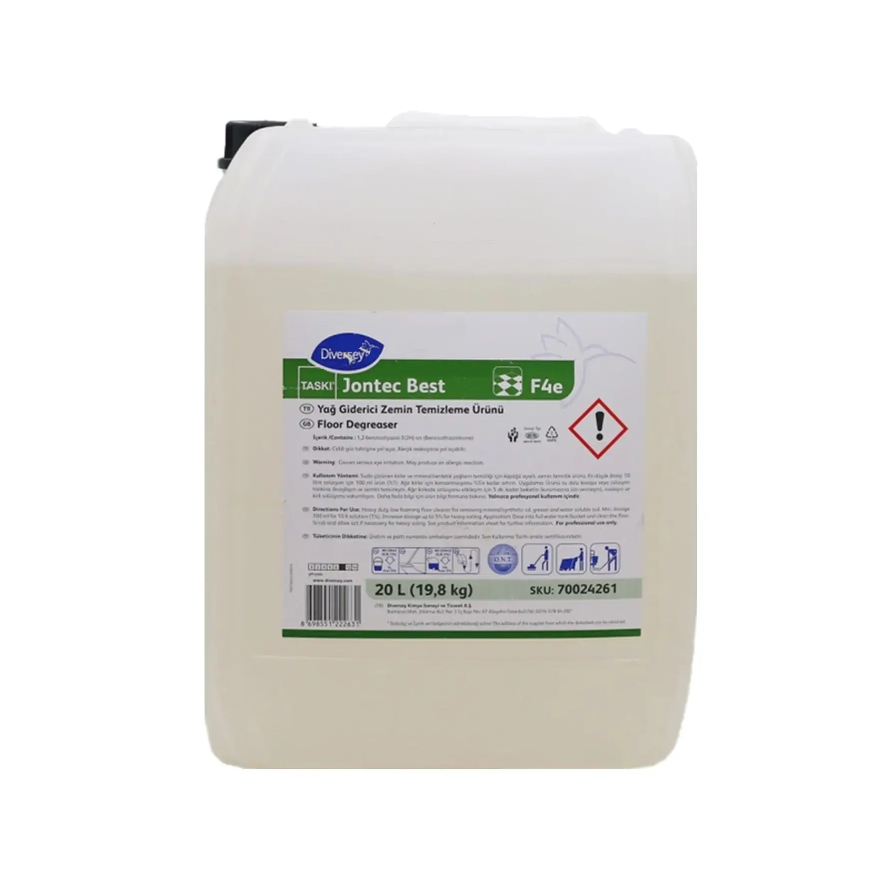 Diversey Taski Jontec Best F4E Ağır Kir ve Yağ Çözücü Yer Temizleyici 20 L