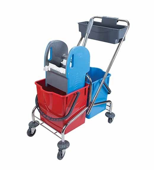 Çift Kovalı Plastik Presli Krom Temizlik Arabası - CK757