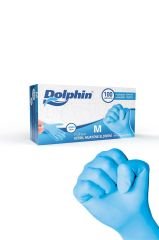 Dolphin Pudrasız Mavi Nitril Muayene Eldiveni M Beden 100'lü Kutu