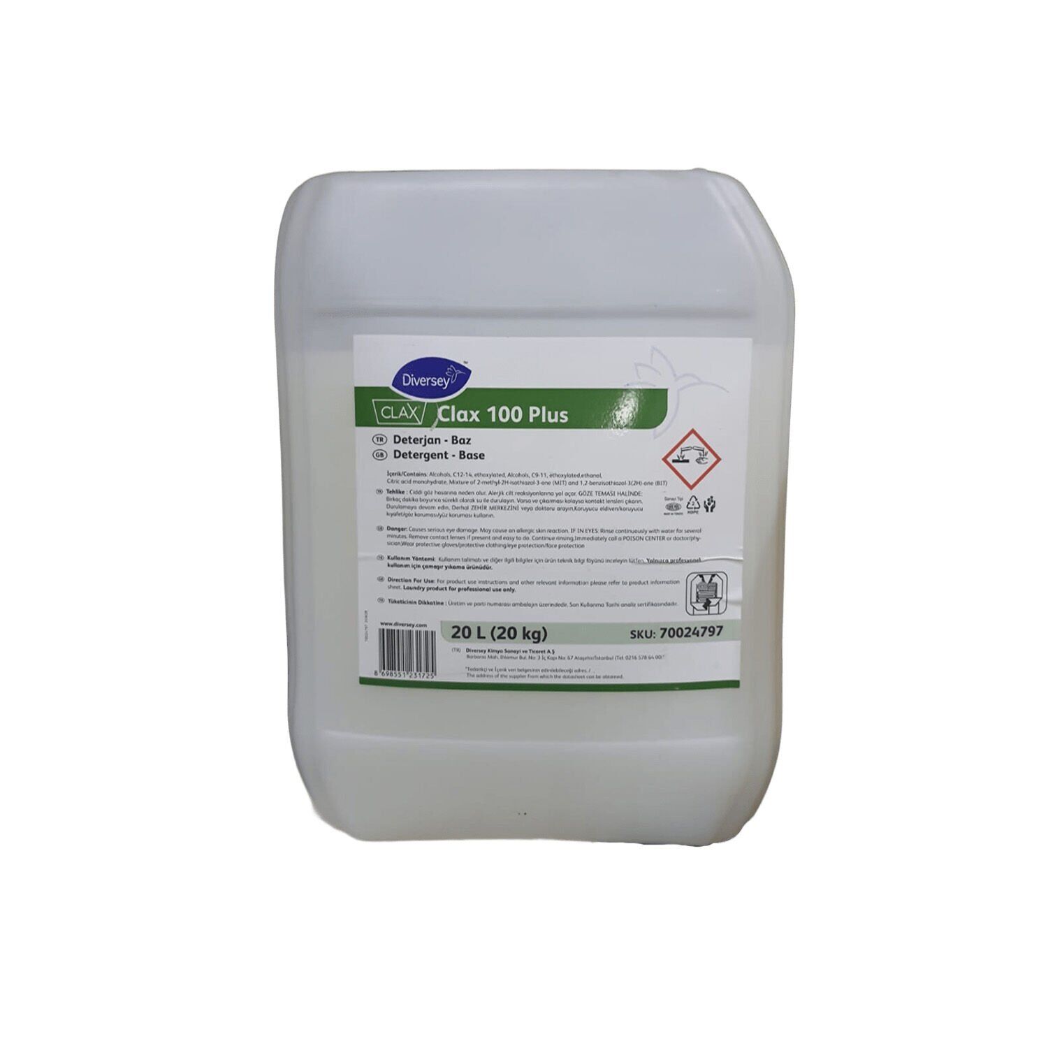 Diversey Clax 100 Plus Baz Çamaşır Deterjanı 20 L