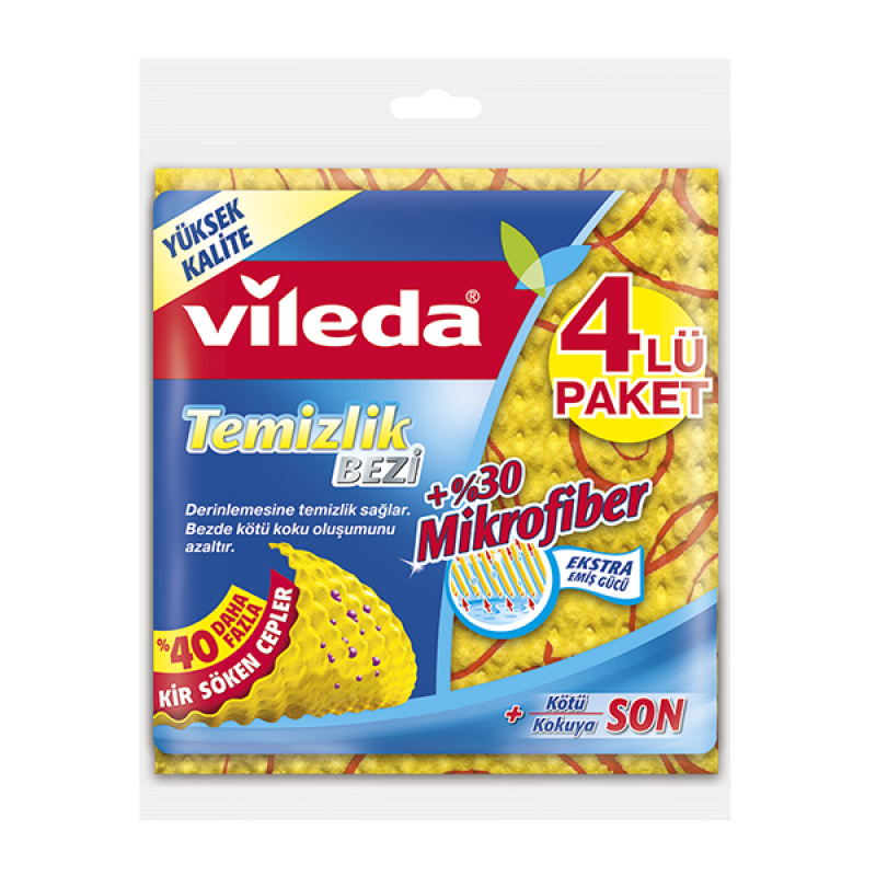 +%30 Mikrofiberli Temizlik Bezi 4'lü