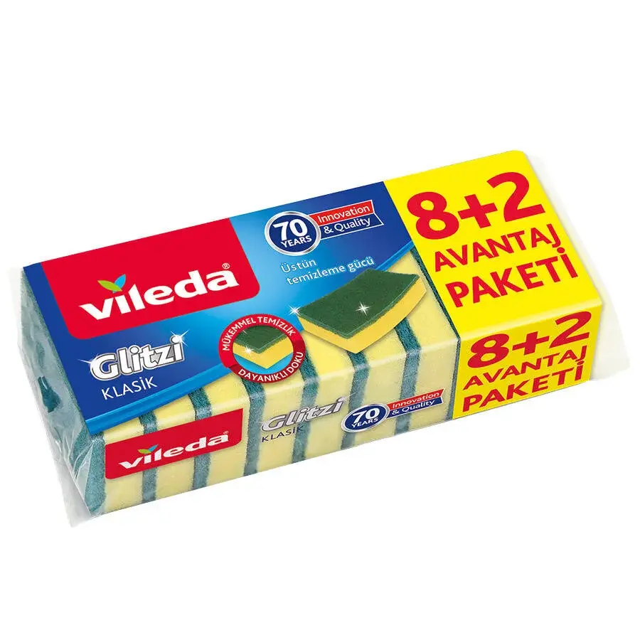 Vileda Yeşil Düz Sünger 8+2’li Eko Paket