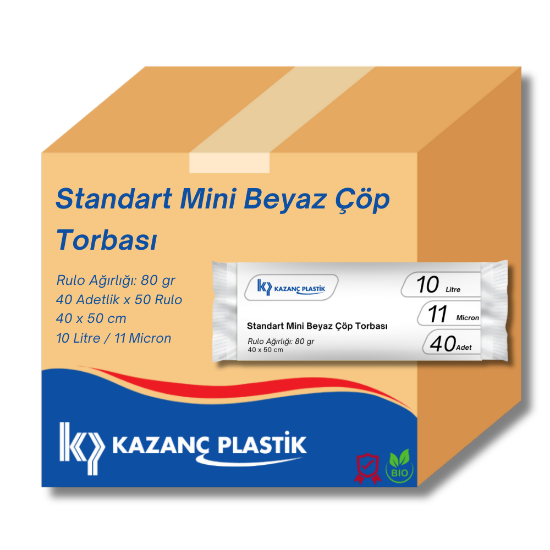 Kazanç Standart Çöp Poşeti 80 Gr Beyaz Mini 40x50
