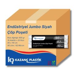 Kazanç Endüstriyel Jumbo Siyah Çöp Torbası 80x110 Cm 10 Lu 20 Paket