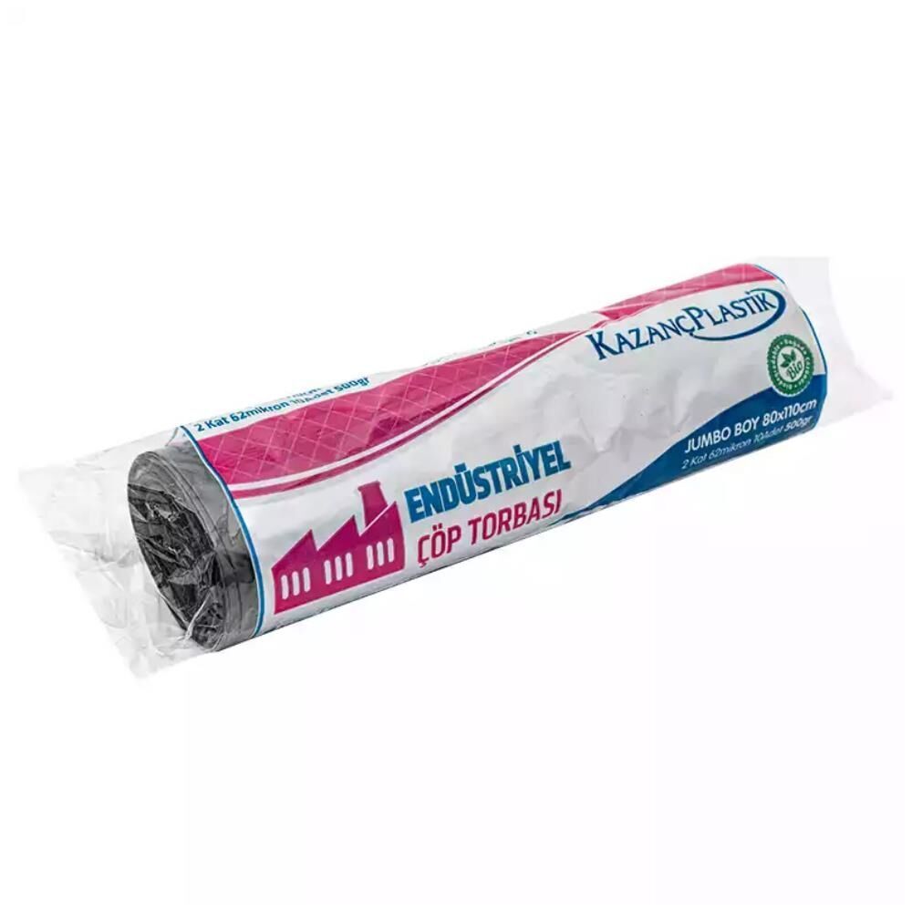 Kazanç Endüstriyel Jumbo Siyah Çöp Torbası 80x110 Cm 10 Lu 20 Paket